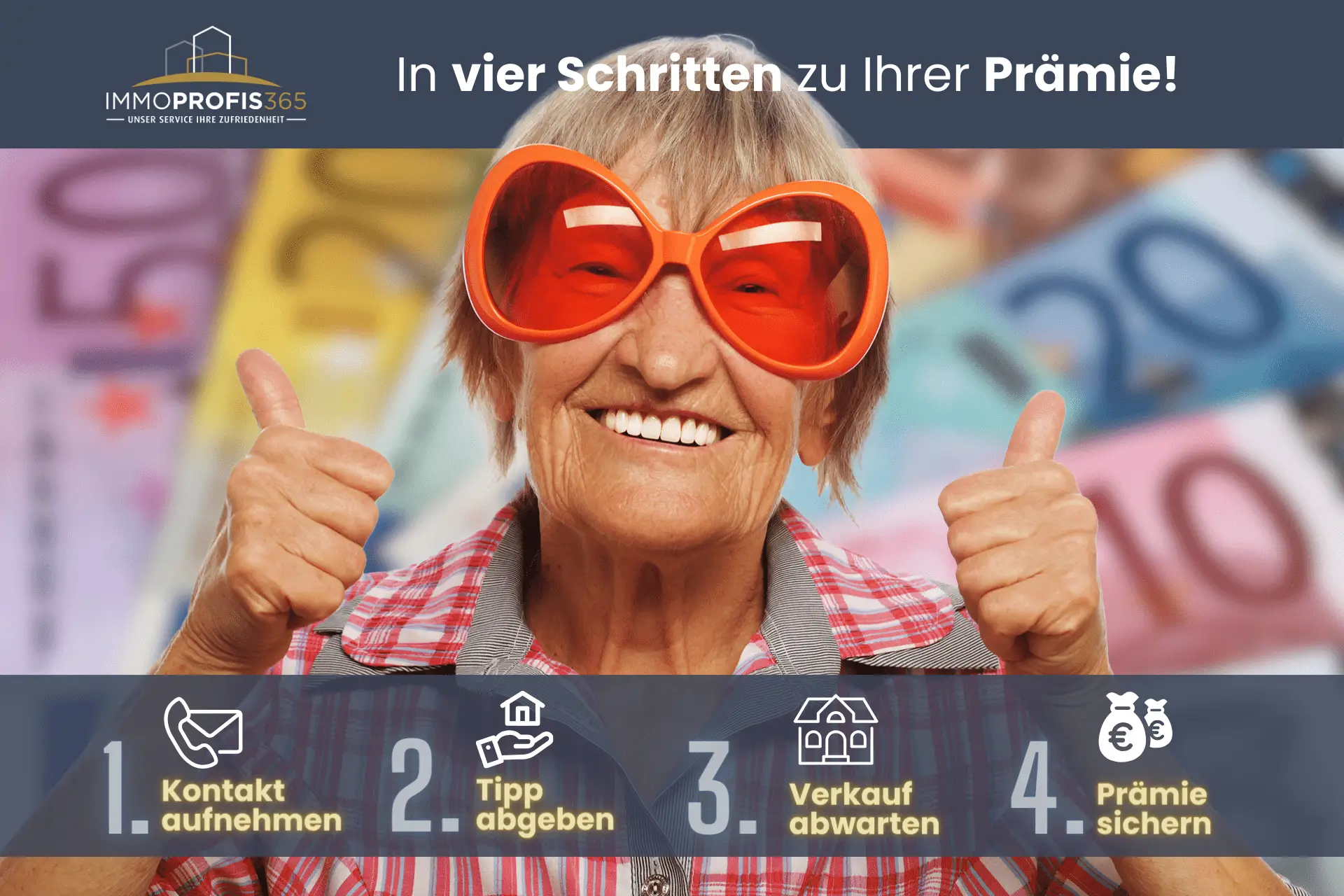 Immoprofis365 - Immobilien-Tippgeber-Banner: in vier Schritten zu Ihrer Prämie!