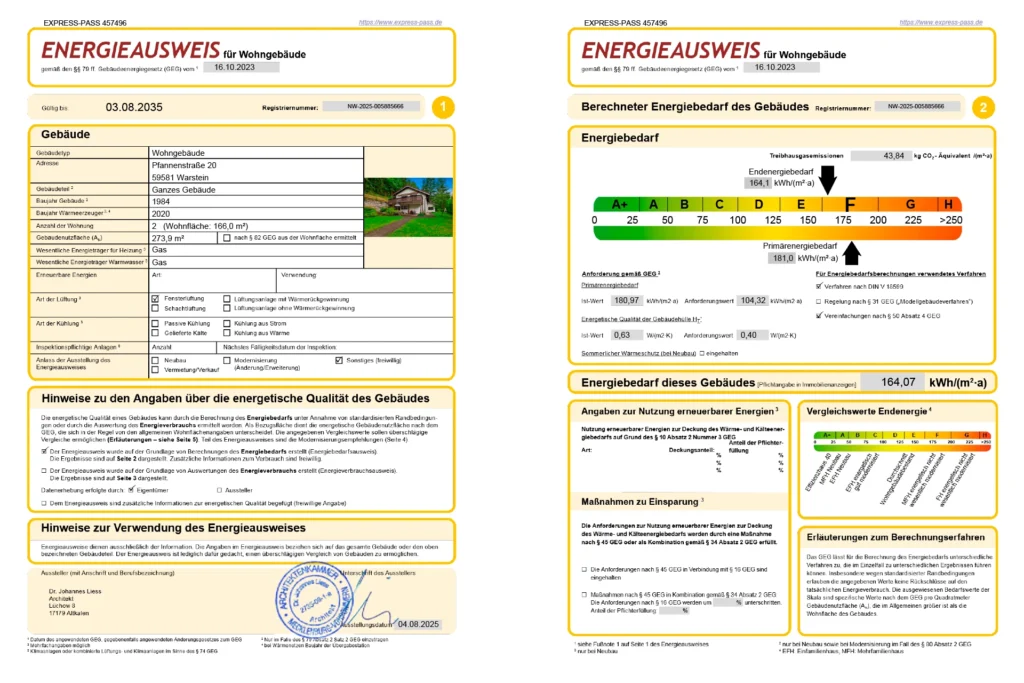 Immoprofis365 GmbH - Ramsbeck Einfamilienhaus Energieausweis
