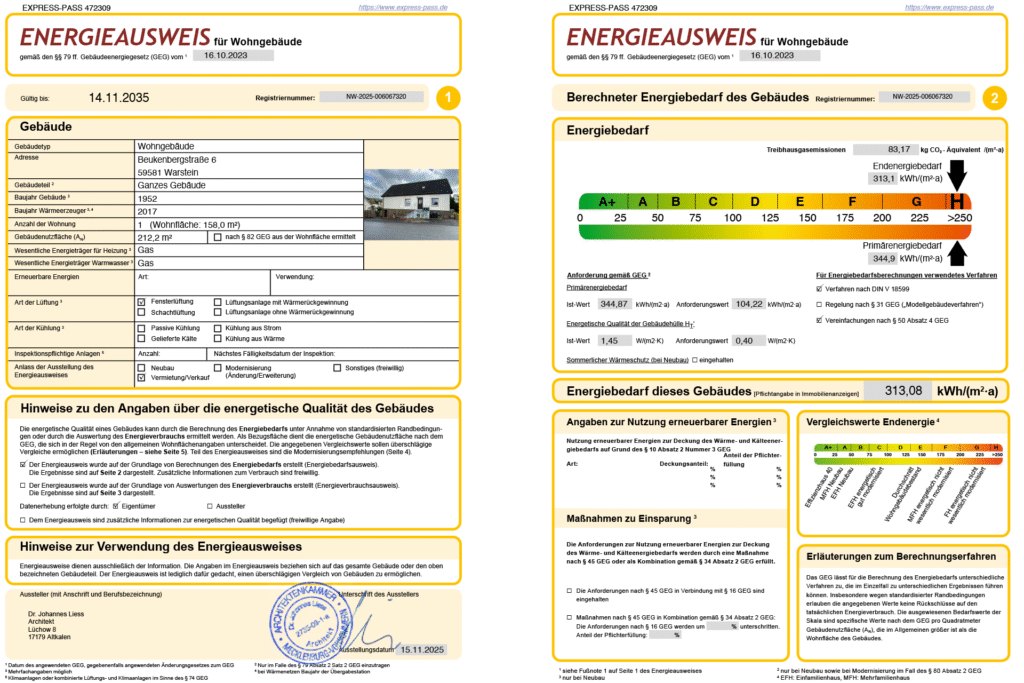 Immoprofis365 GmbH - Einfamilienhaus mit Garten und Kaminofen in Warstein–Belecke Energieausweis