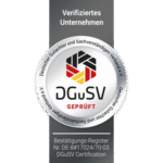 Siegel DGuSV als verifiziertes Unternehmen im Deutschen Gutachter und Sachverständigenverband
