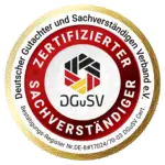 Siegel DGuSV als verifizierter Sachverständiger im Deutschen Gutachter und Sachverständigenverband