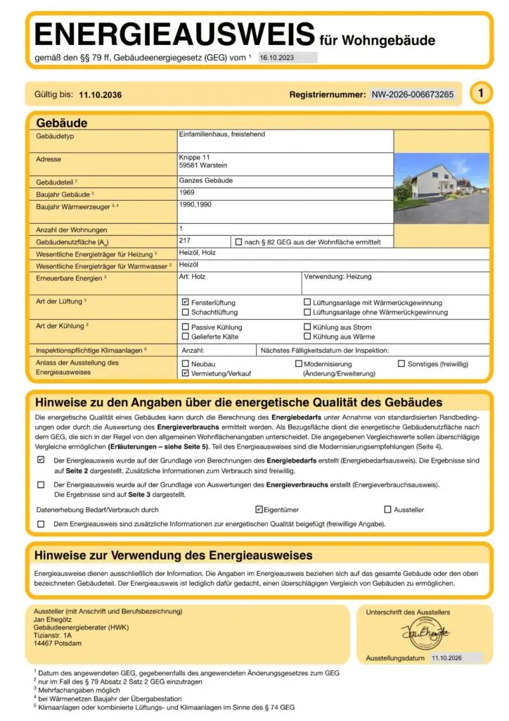 Energieausweis Knippe 1